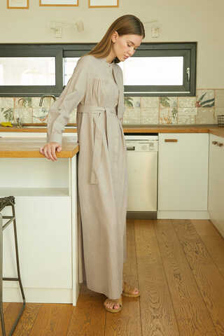 Asymmetric Buttoned Dress Stone - 10