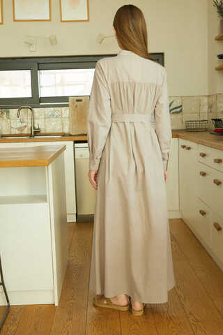 Asymmetric Buttoned Dress Stone - 11