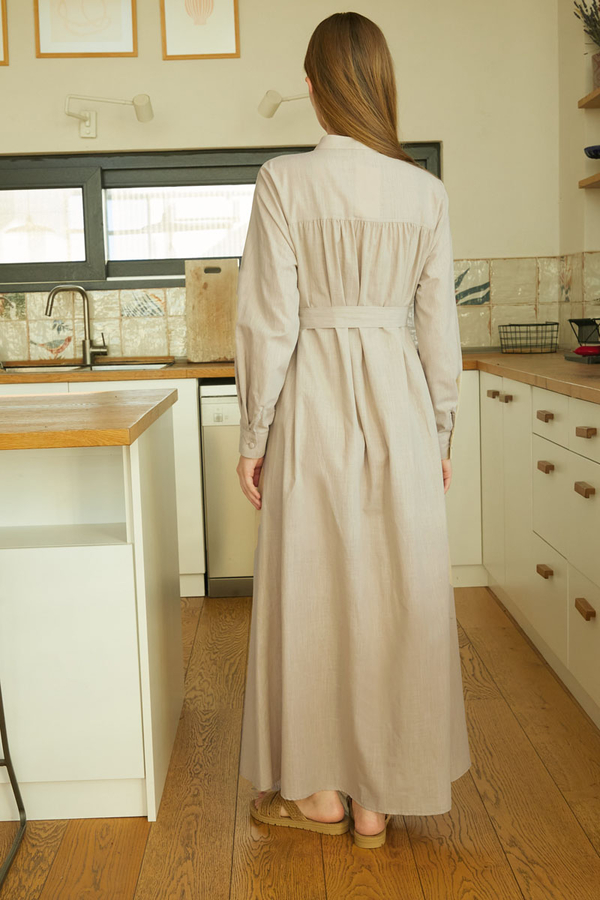 Asymmetric Buttoned Dress Stone - 11