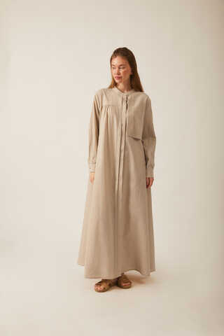 Asymmetric Buttoned Dress Stone - 15