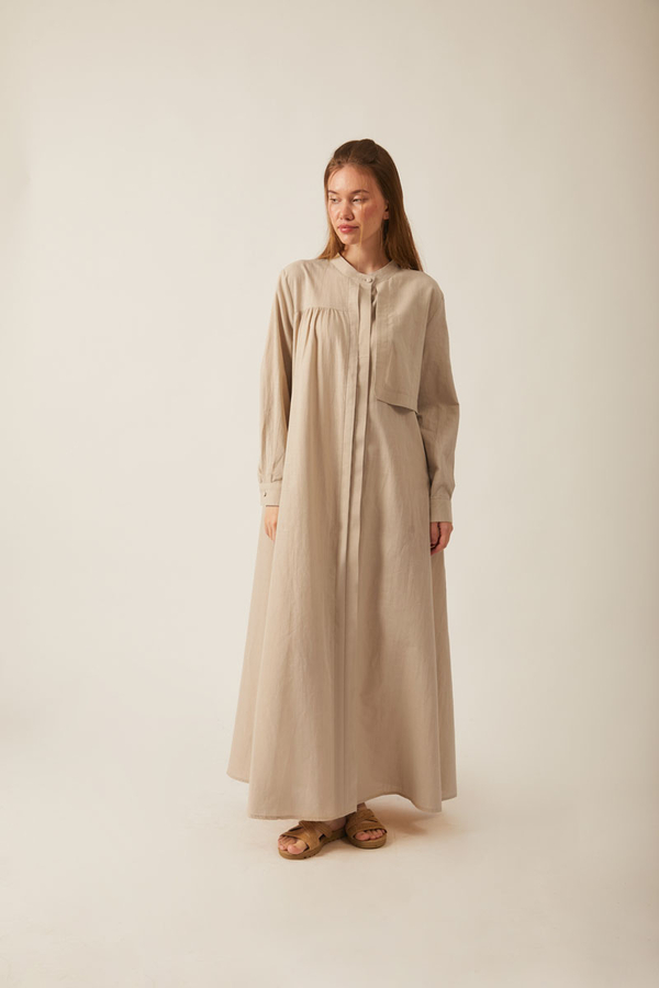 Asymmetric Buttoned Dress Stone - 15