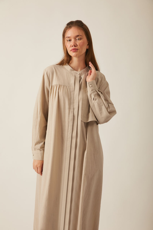 Asymmetric Buttoned Dress Stone - 16
