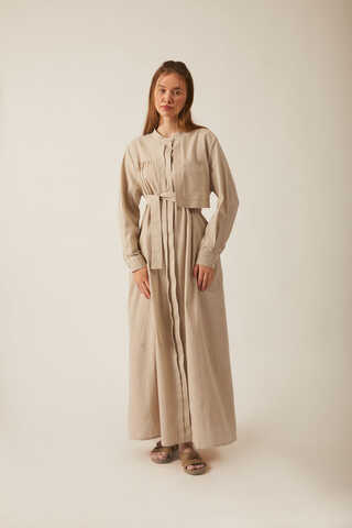 Asymmetric Buttoned Dress Stone - 13