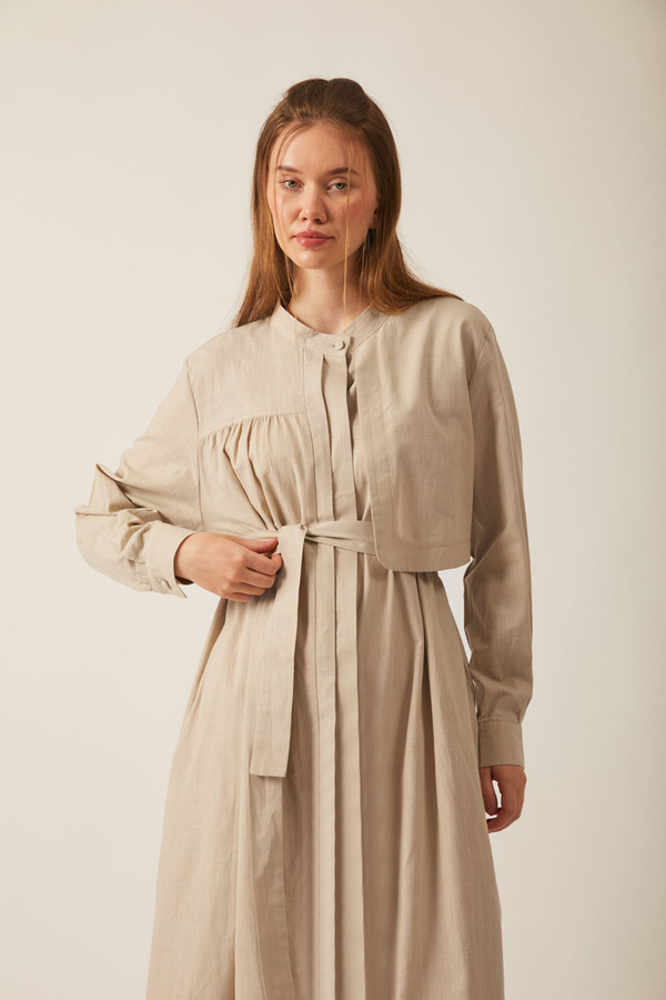 Asymmetric Buttoned Dress Stone - 17