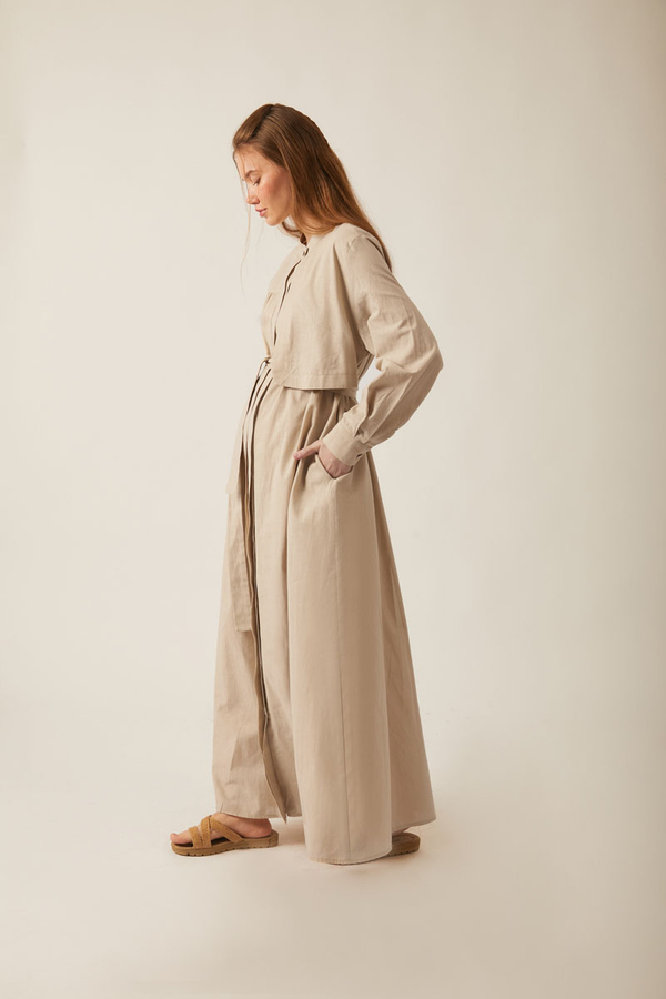 Asymmetric Buttoned Dress Stone - 18