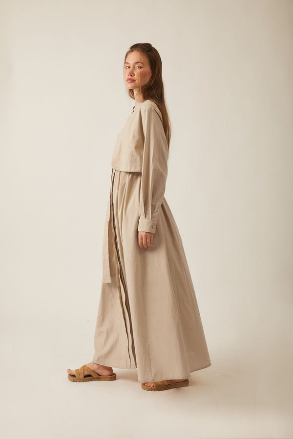 Asymmetric Buttoned Dress Stone - 21