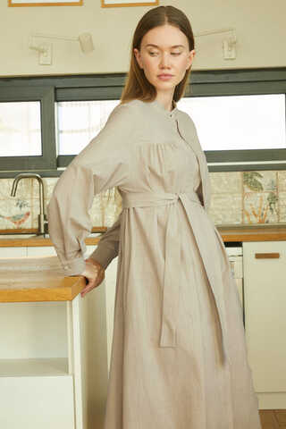 Asymmetric Buttoned Dress Stone - 1