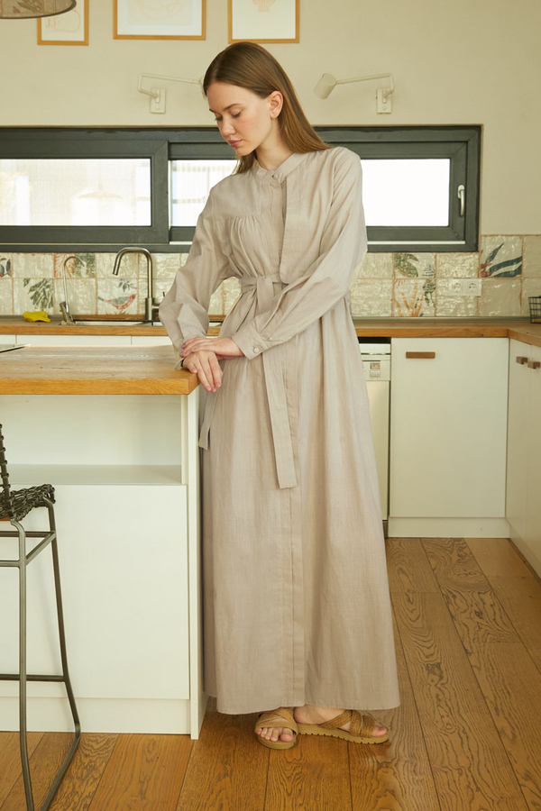 Asymmetric Buttoned Dress Stone - 8