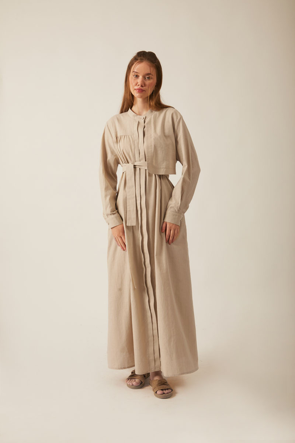 Asymmetric Buttoned Dress Stone - 13