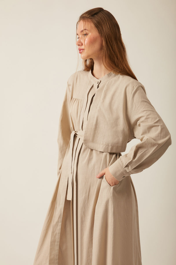 Asymmetric Buttoned Dress Stone - 19