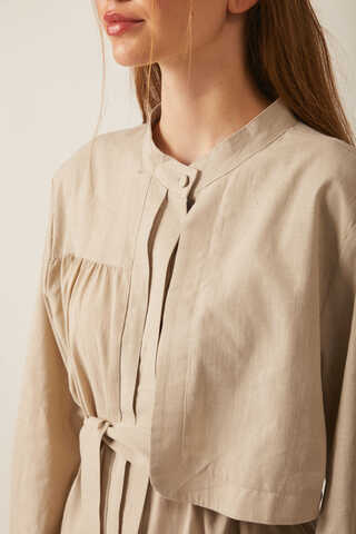 Asymmetric Buttoned Dress Stone - 14