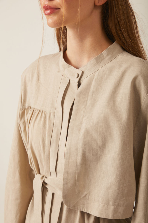 Asymmetric Buttoned Dress Stone - 14