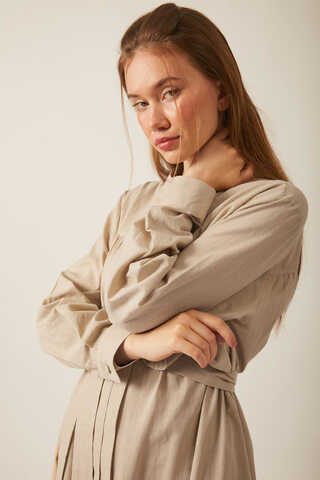 Asymmetric Buttoned Dress Stone - 23