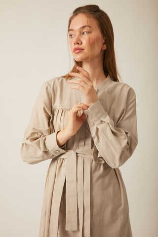 Asymmetric Buttoned Dress Stone - 24