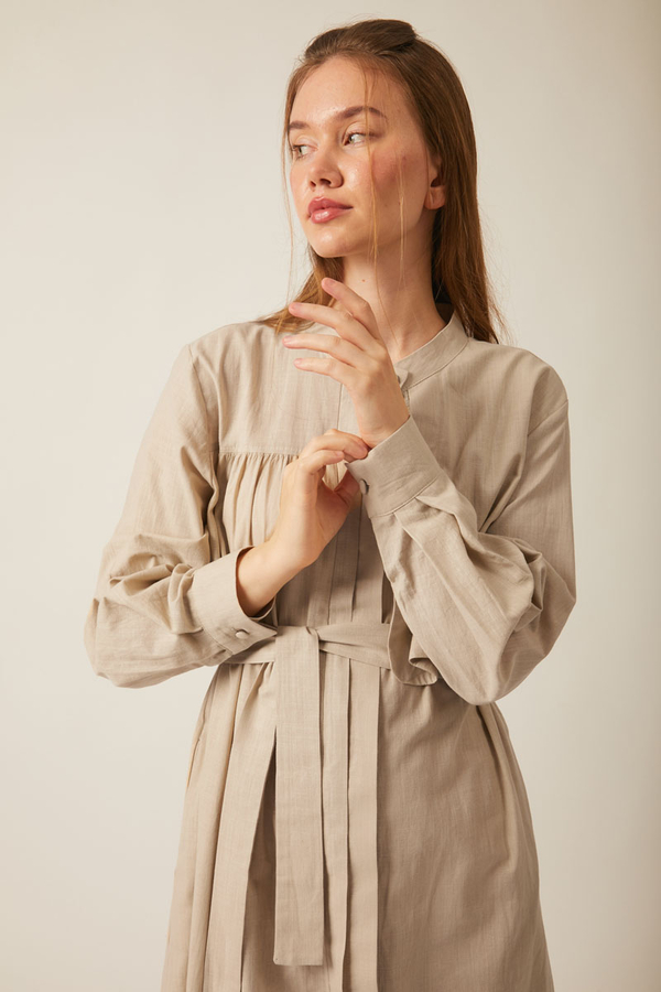 Asymmetric Buttoned Dress Stone - 24