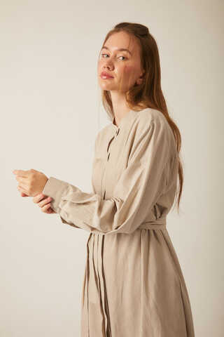 Asymmetric Buttoned Dress Stone - 25