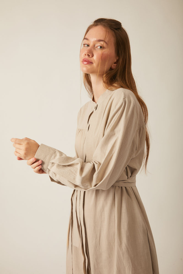 Asymmetric Buttoned Dress Stone - 25