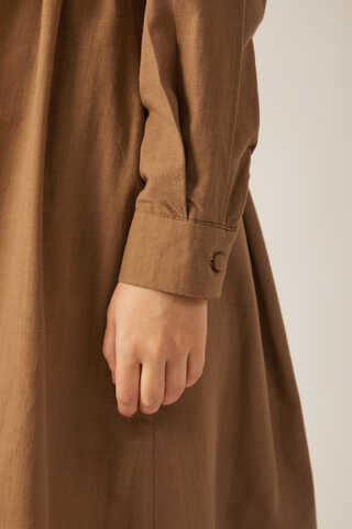 Asymmetric Buttoned Dress Tan - 12