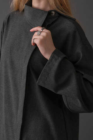 Asymmetric Collar Shirt Anthracite - 3