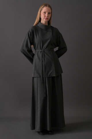 Asymmetric Collar Shirt Anthracite - 1
