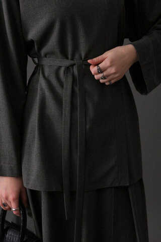 Asymmetric Collar Shirt Anthracite - 7