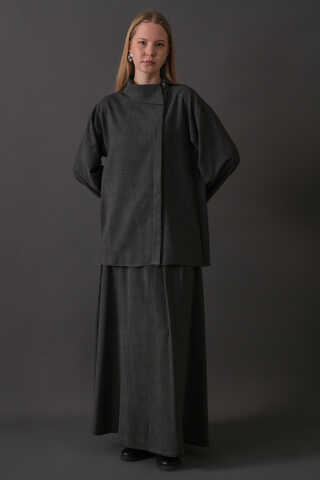 Asymmetric Collar Shirt Anthracite - 8