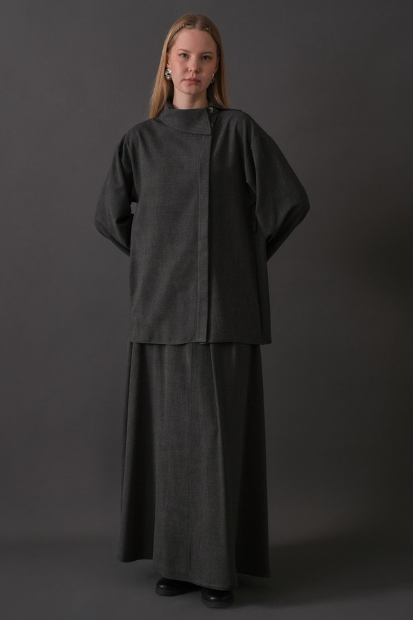Asymmetric Collar Shirt Anthracite - 8
