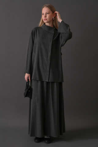 Asymmetric Collar Shirt Anthracite - 9