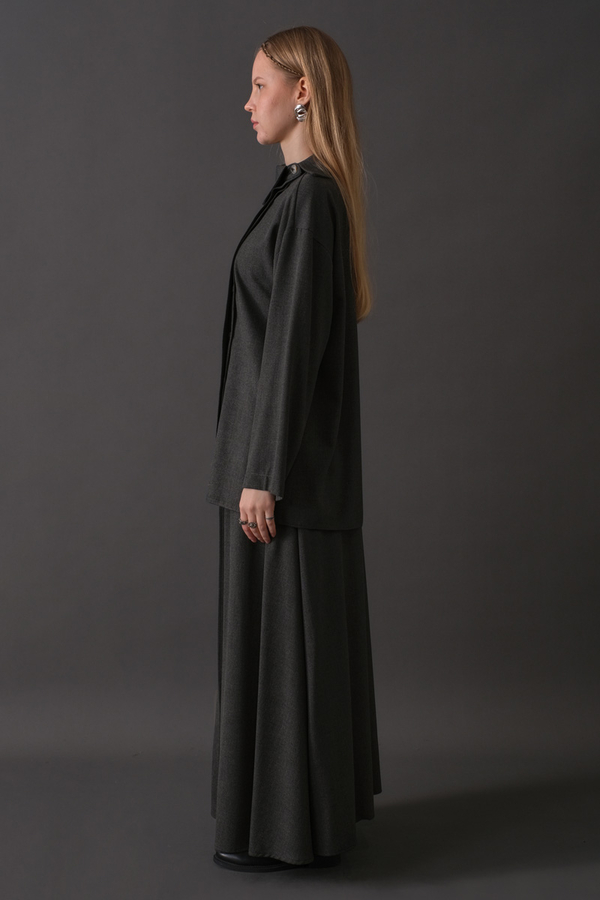 Asymmetric Collar Shirt Anthracite - 10