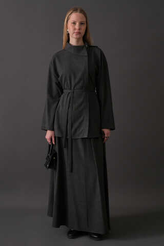 Asymmetric Collar Shirt Anthracite - 11
