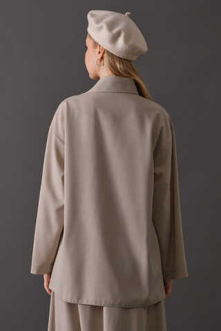 Asymmetric Collar Shirt Dark Stone - 8