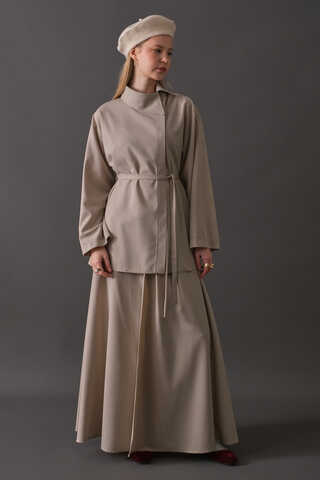 Asymmetric Collar Shirt Dark Stone - 6