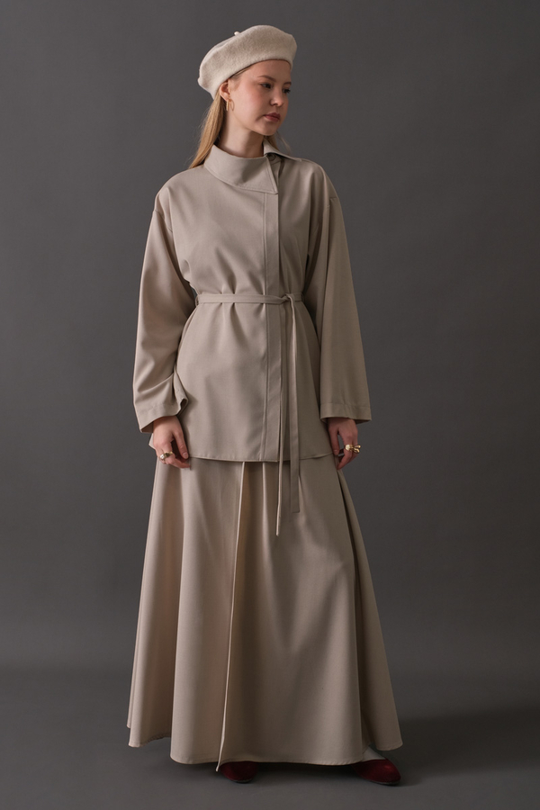 Asymmetric Collar Shirt Dark Stone - 6