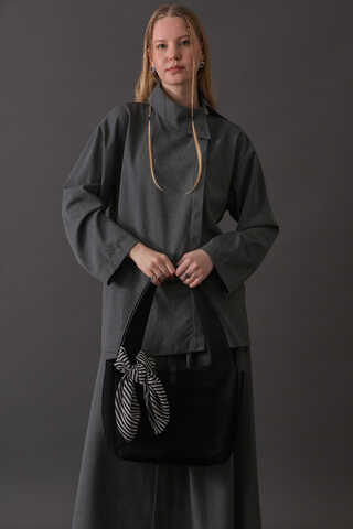 Asymmetric Collar Shirt Grey - 2