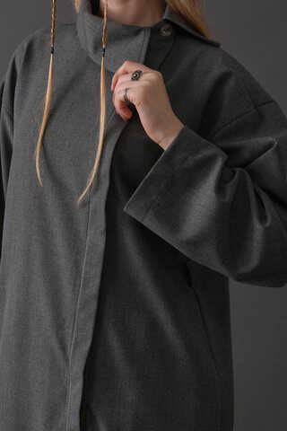 Asymmetric Collar Shirt Grey - 3