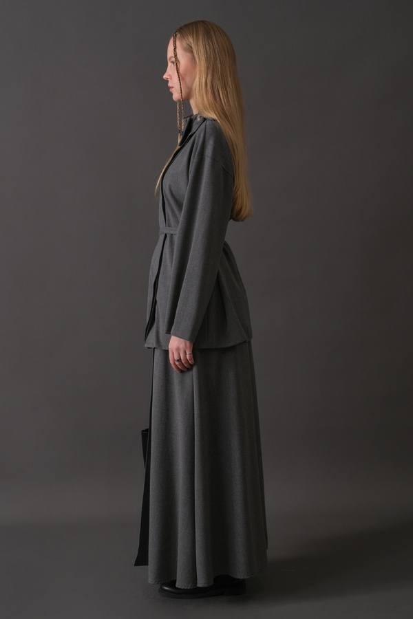 Asymmetric Collar Shirt Grey - 6