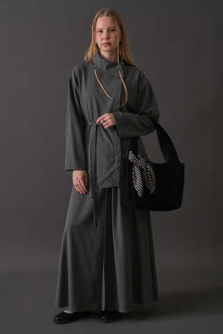 Asymmetric Collar Shirt Grey - 9