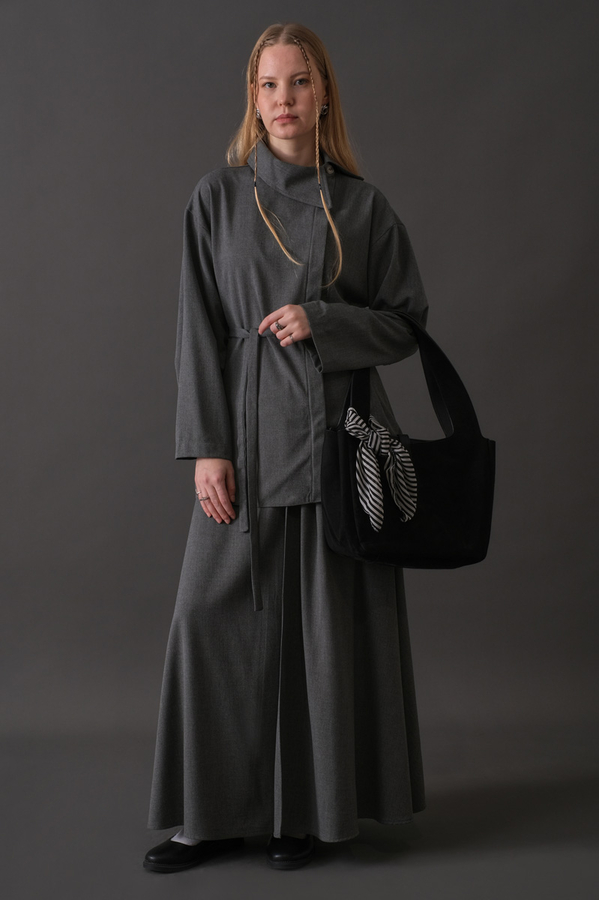 Asymmetric Collar Shirt Grey - 9