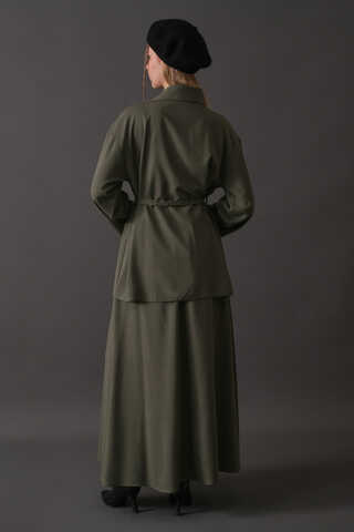 Asymmetric Collar Shirt Khaki - 13