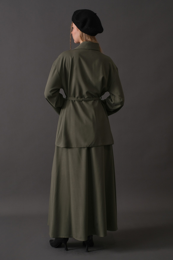 Asymmetric Collar Shirt Khaki - 13