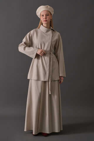 Asymmetric Collar Shirt Stone - 5