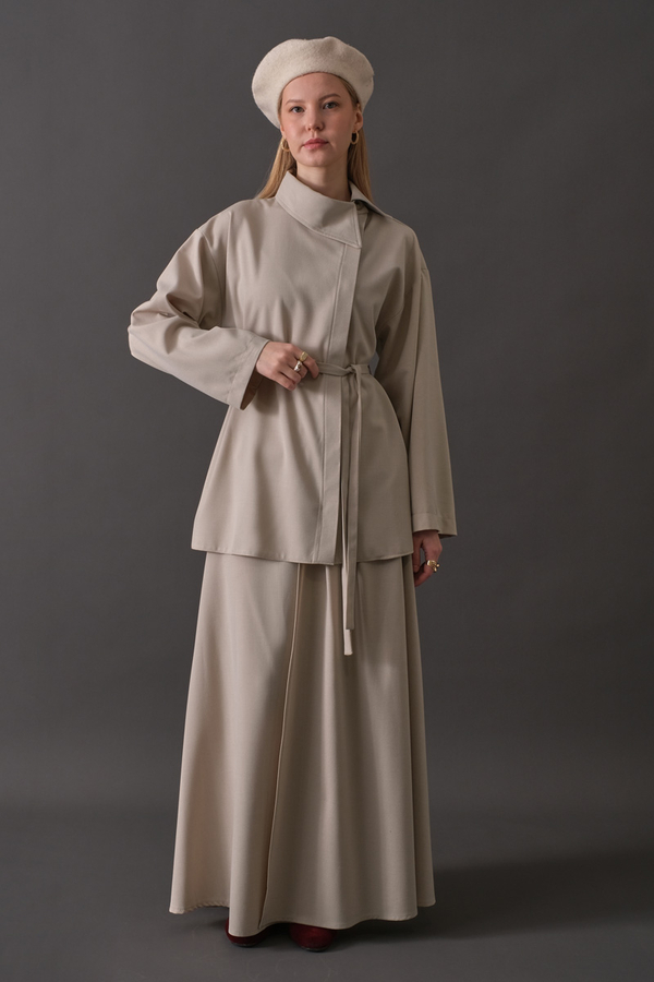 Asymmetric Collar Shirt Stone - 5