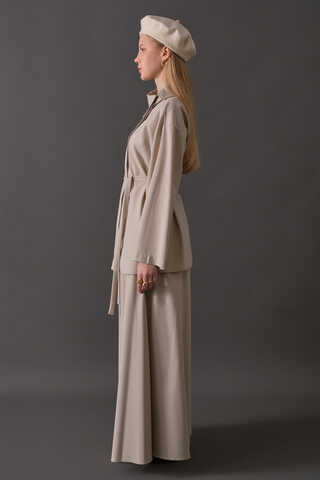 Asymmetric Collar Shirt Stone - 6