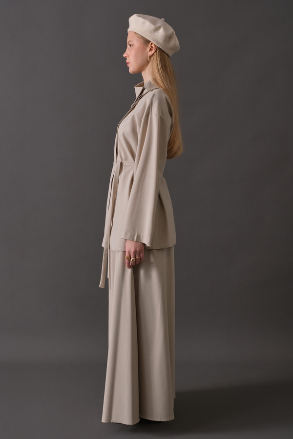 Asymmetric Collar Shirt Stone - 6