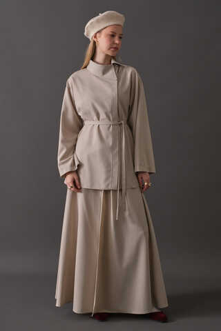 Asymmetric Collar Shirt Stone - 10