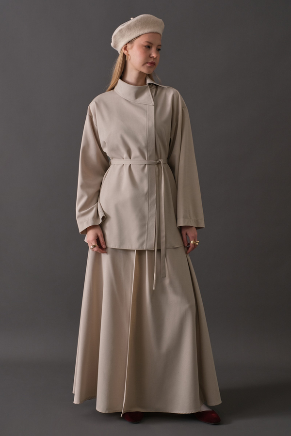 Asymmetric Collar Shirt Stone - 10