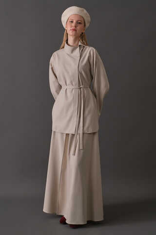 Asymmetric Collar Shirt Stone - 11