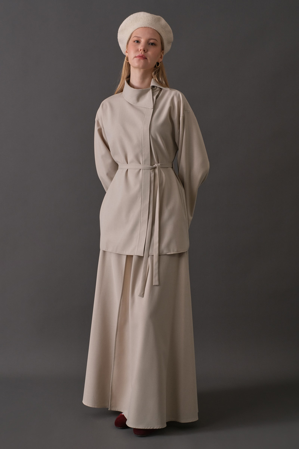 Asymmetric Collar Shirt Stone - 11