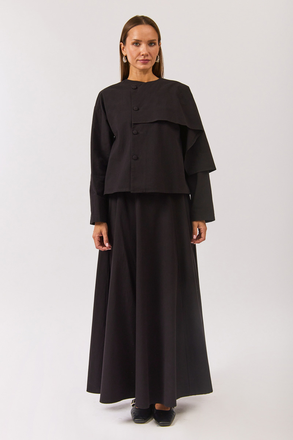 Asymmetric Panel Shirt Black - 2