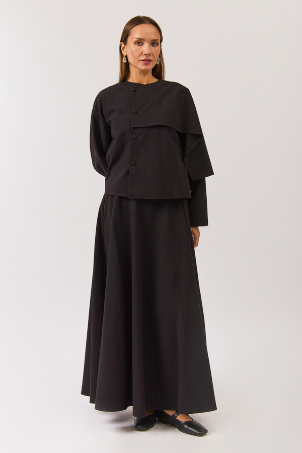 Asymmetric Panel Shirt Black - 4